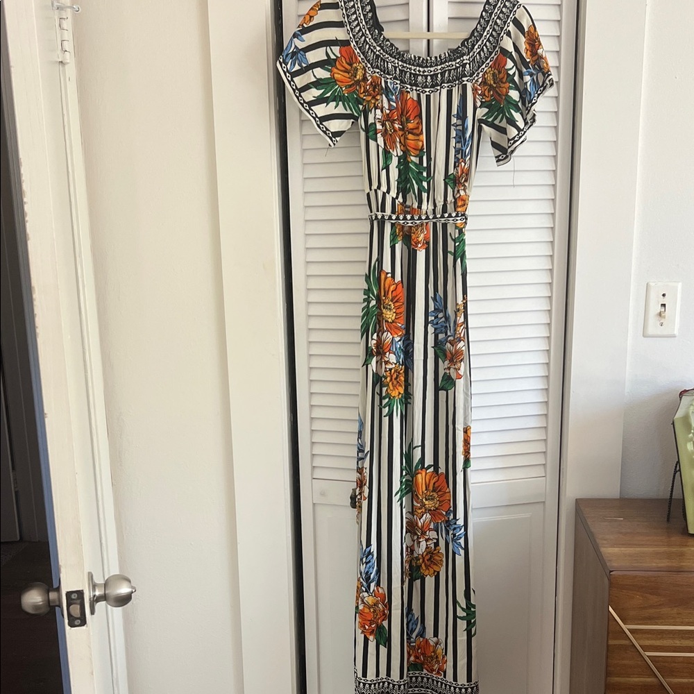 Flying Tomato Floral Striped Maxi Dress